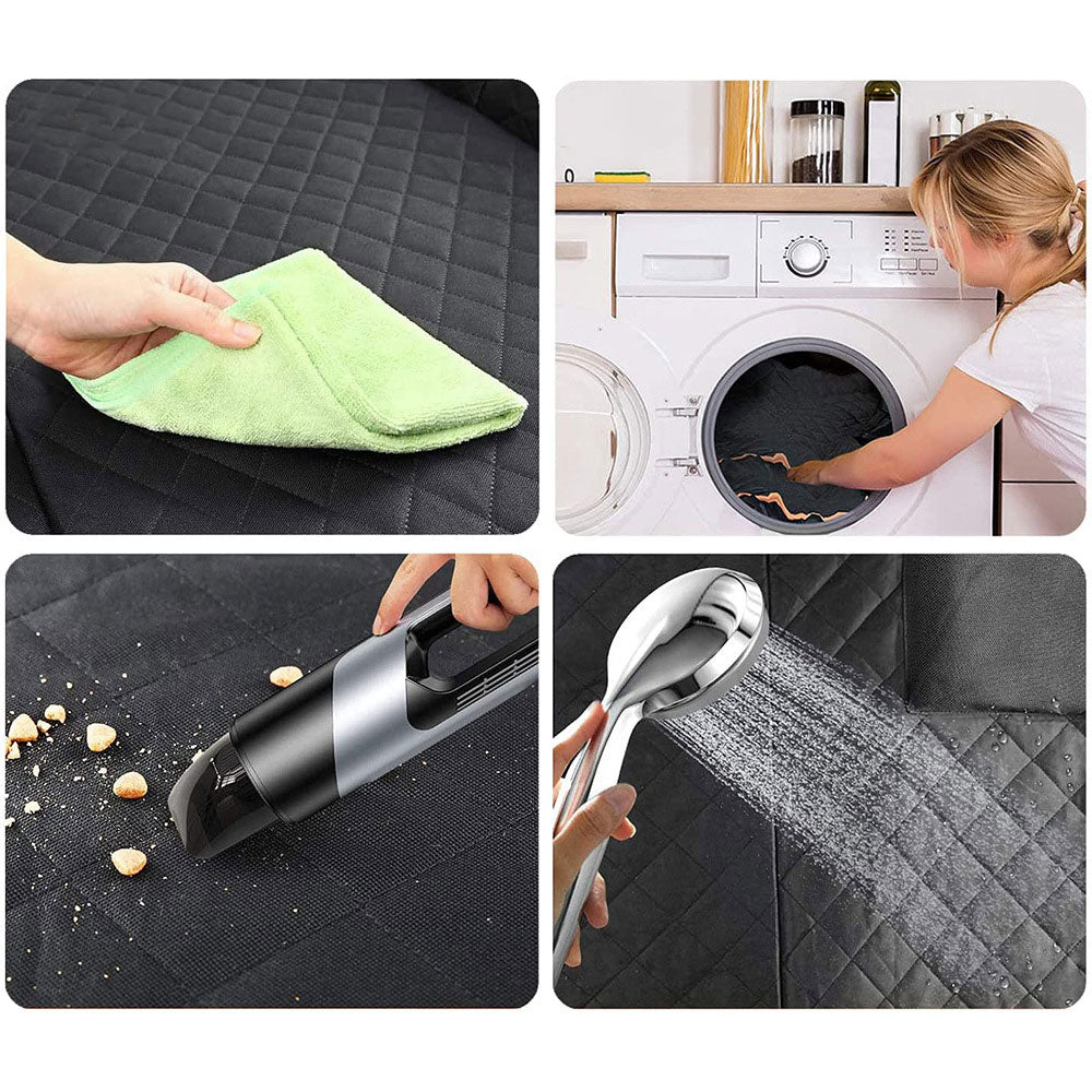 Schoonmaken van waterdichte hondenmat voor de achterbank