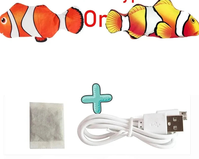 Elektrische visspeeltje voor katten met kattenkruid in de gestreepte versie