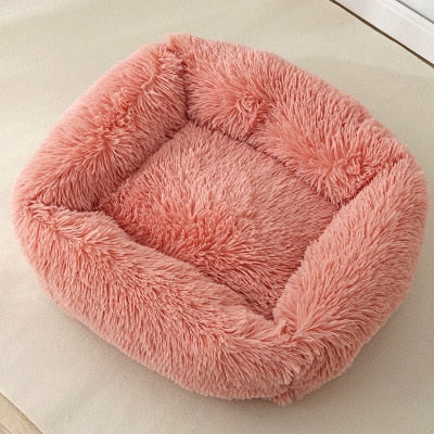 Comfy pluche dierenbed vleesroze