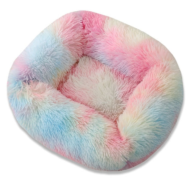 Comfy pluche dierenbed kleurrijk