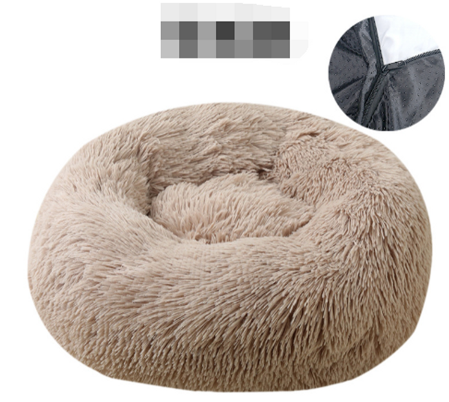 Donut pluche dierenbed in beige