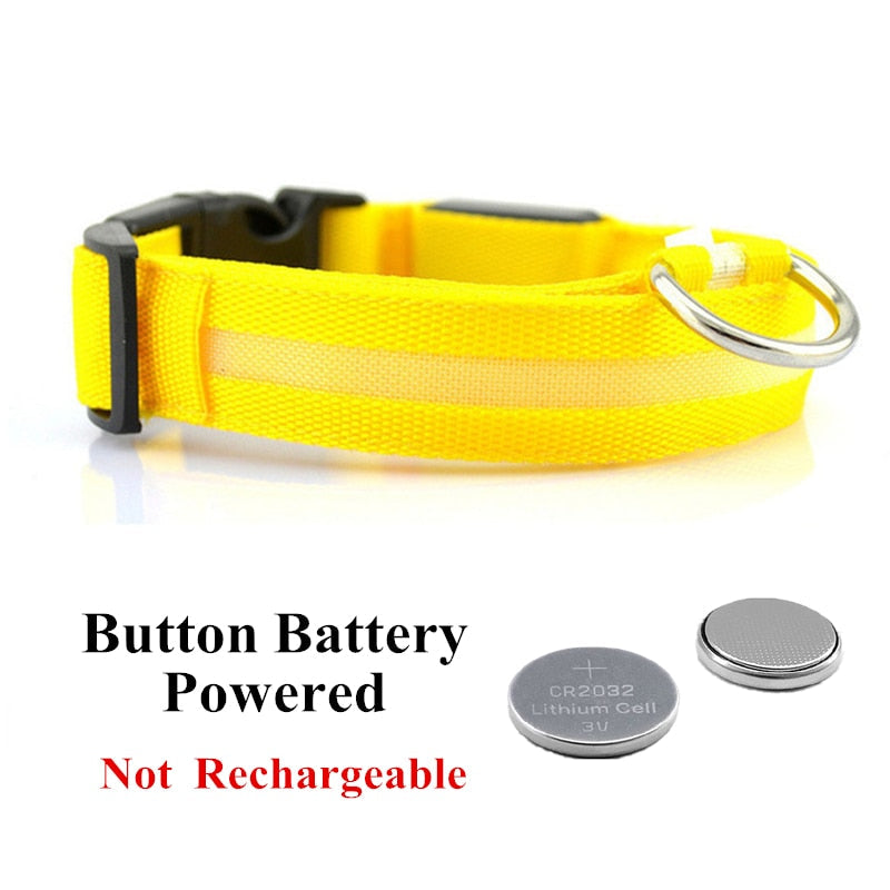 Led halsband werkend op batterijen in geel