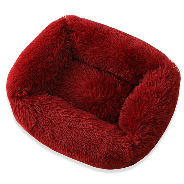 Comfy pluche dierenbed bordeaux