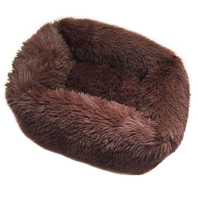 Comfy pluche dierenbed donker bruin
