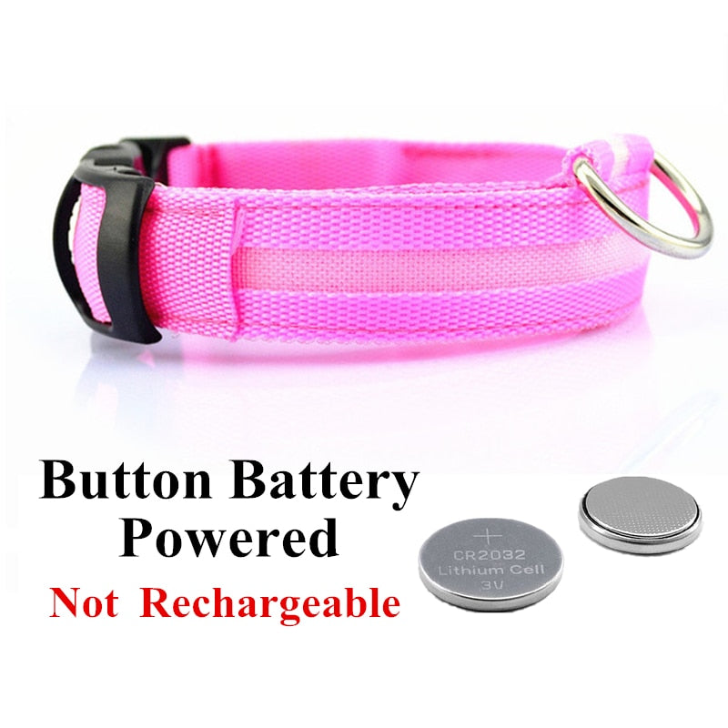 Led halsband werkend op batterijen in roze