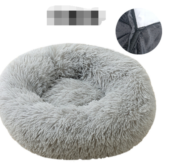 Donut pluche dierenbed in licht grijs