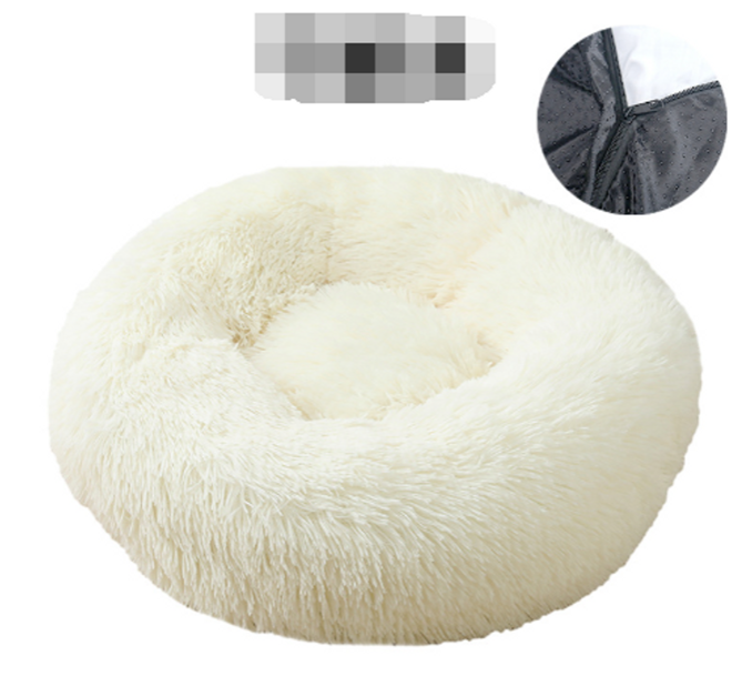 Donut pluche dierenbed wit