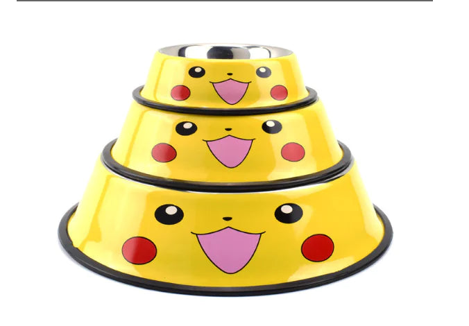 Roestvrij stalen eet- of drinkbak in 3 maten in geel