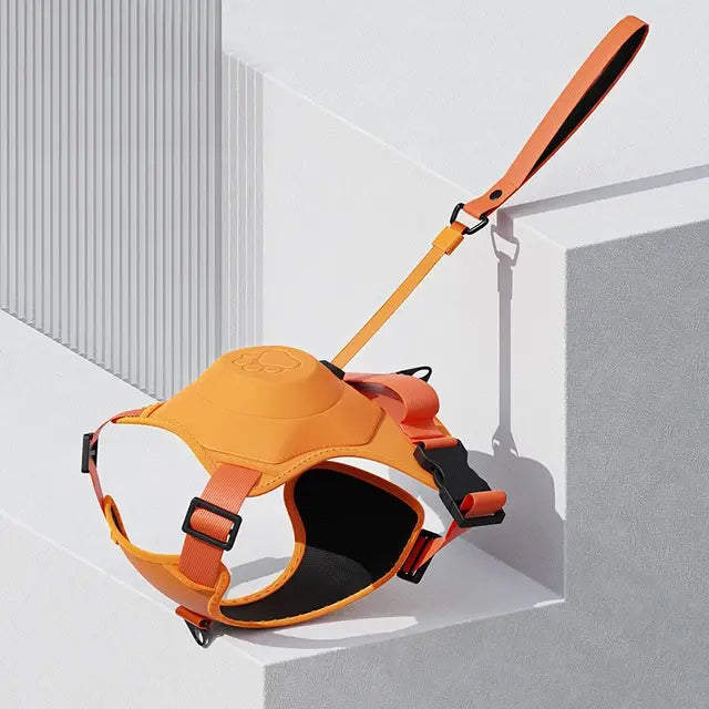 Harnas met automatisch intrekbare riem in oranje