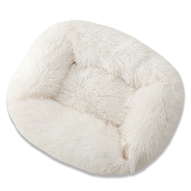 Comfy pluche dierenbed wit