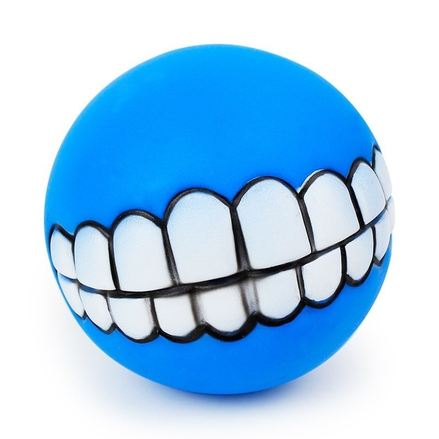 Grappige gebitreinigingsbal in blauw
