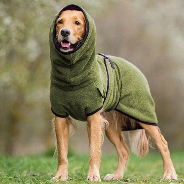 Microvezel badjas met hond in groen