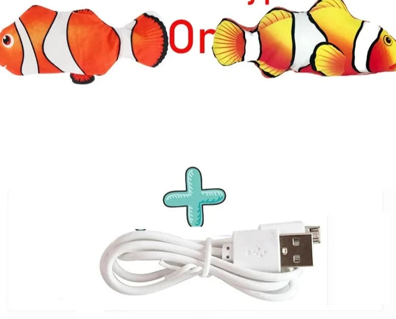 Elektrische visspeeltje voor katten in de gestreepte versie