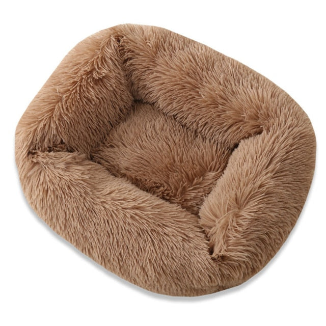 Comfy pluche dierenbed licht bruin
