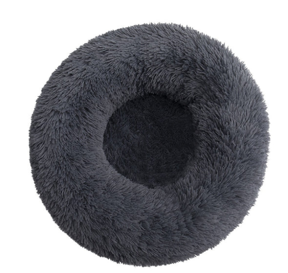 Donut pluche dierenbed donkergrijs
