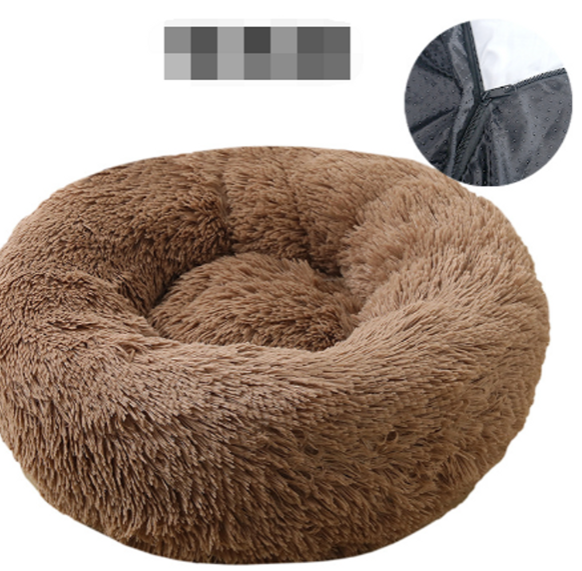 Donut pluche dierenbed lichtbruin