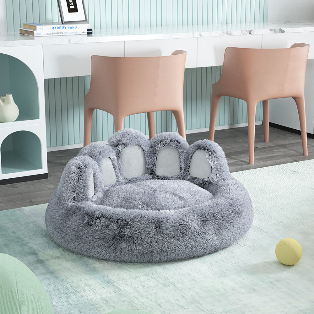 Fluffy berenpoot bed in grijs
