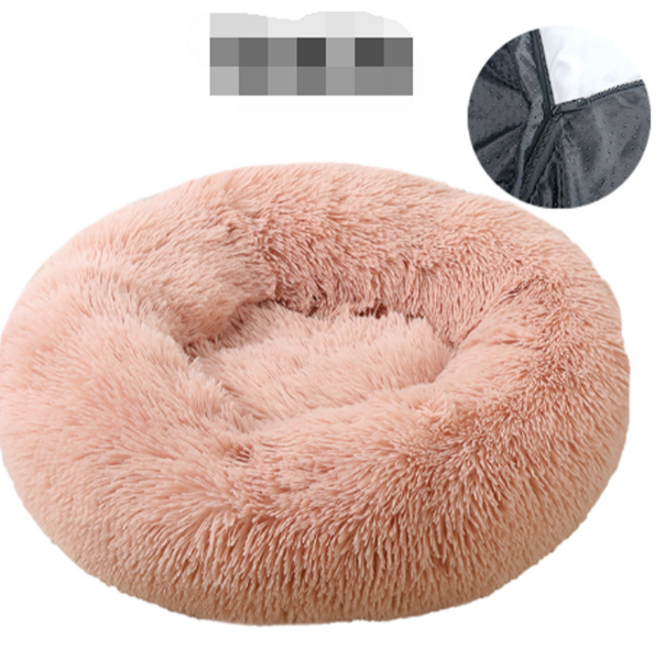 Donut pluche dierenbed perzik