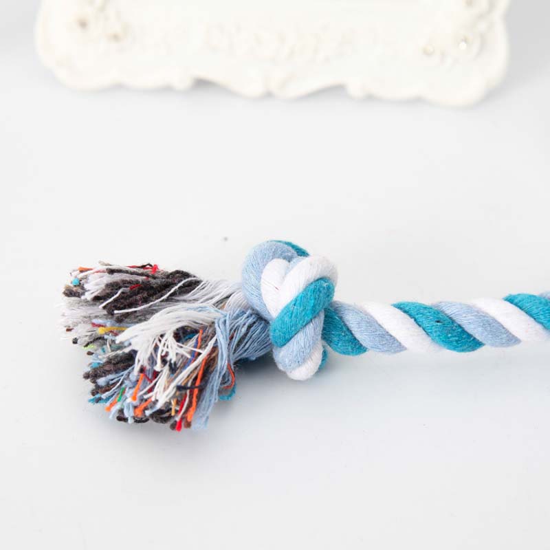 Uitdagend dubbel geknoopt touw in blauw, grijs en wit