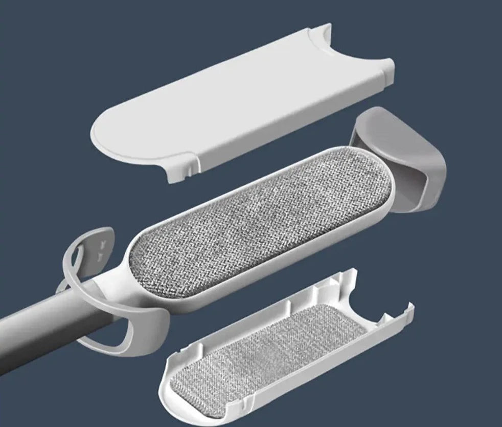 Pluizenborstel in onderdelen