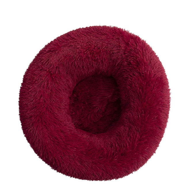 Rond knus dierenbed bordeaux