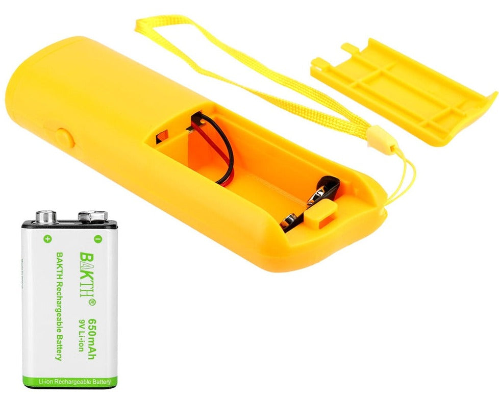 anti-blaf apparaat met batterij en open batterijvak