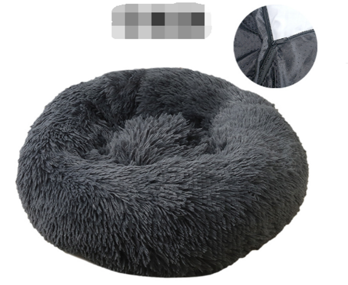 Donut pluche dierenbed zwart