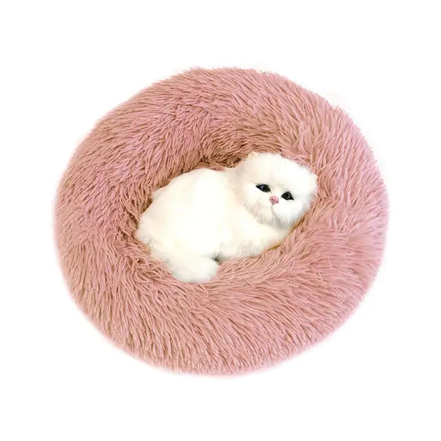 Rond zacht bed oud roze