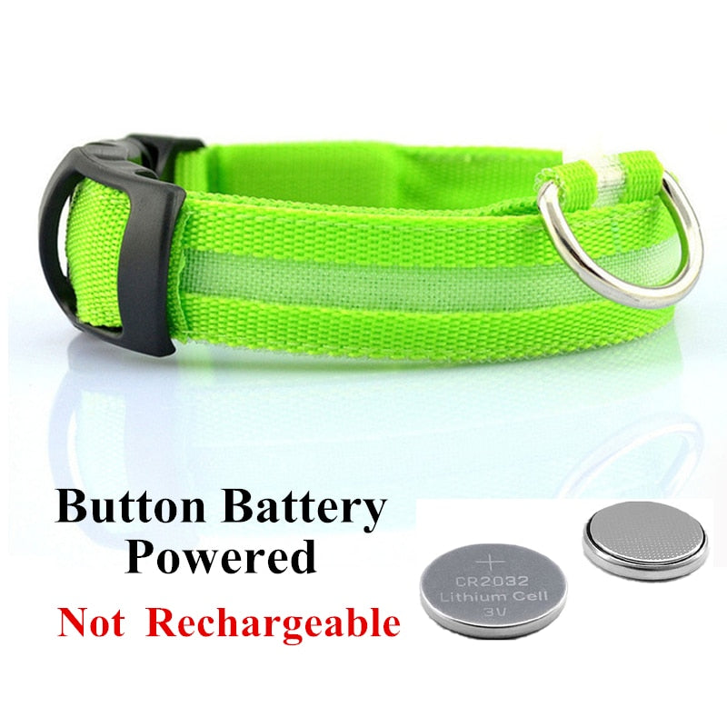 Led halsband werkend op batterijen in groen