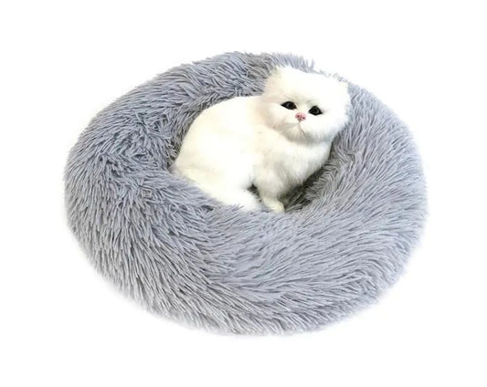 Rond zacht bed grijs