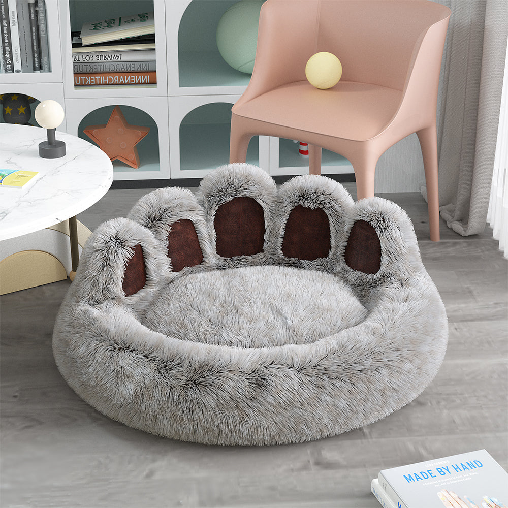 Fluffy berenpoot bed in khaki