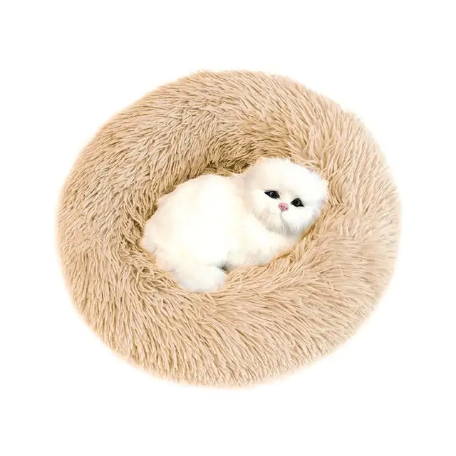 Rond zacht bed beige