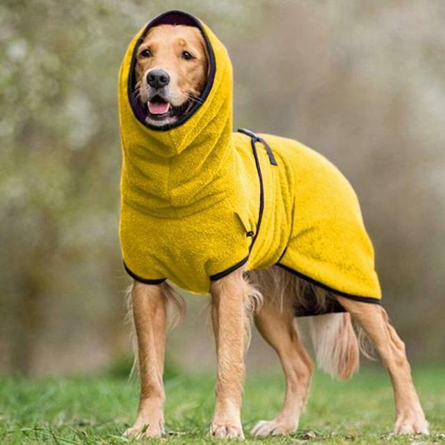 Microvezel badjas met hond in geel