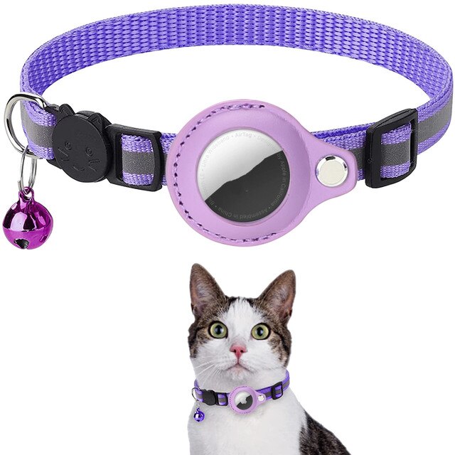 GPS halsband paars met kat