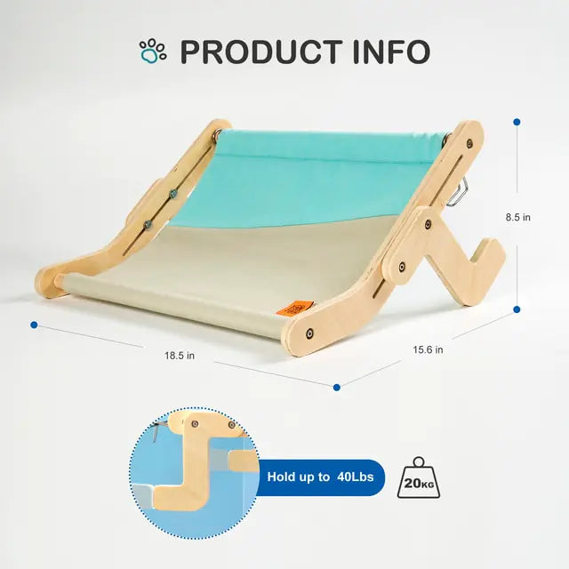 Vensterbank voor katten in blauw met grijs