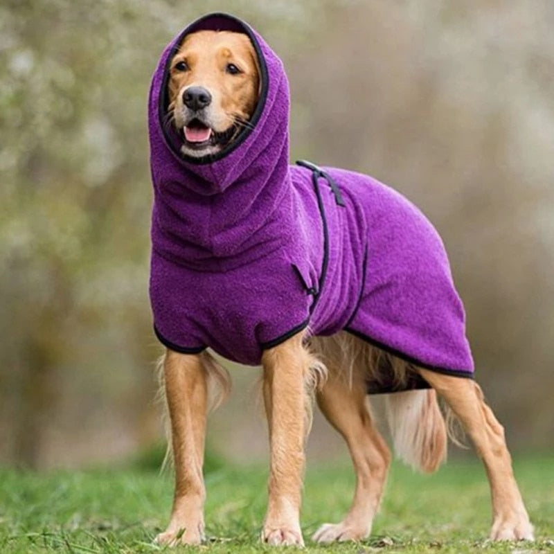 Microvezel badjas met hond in paars