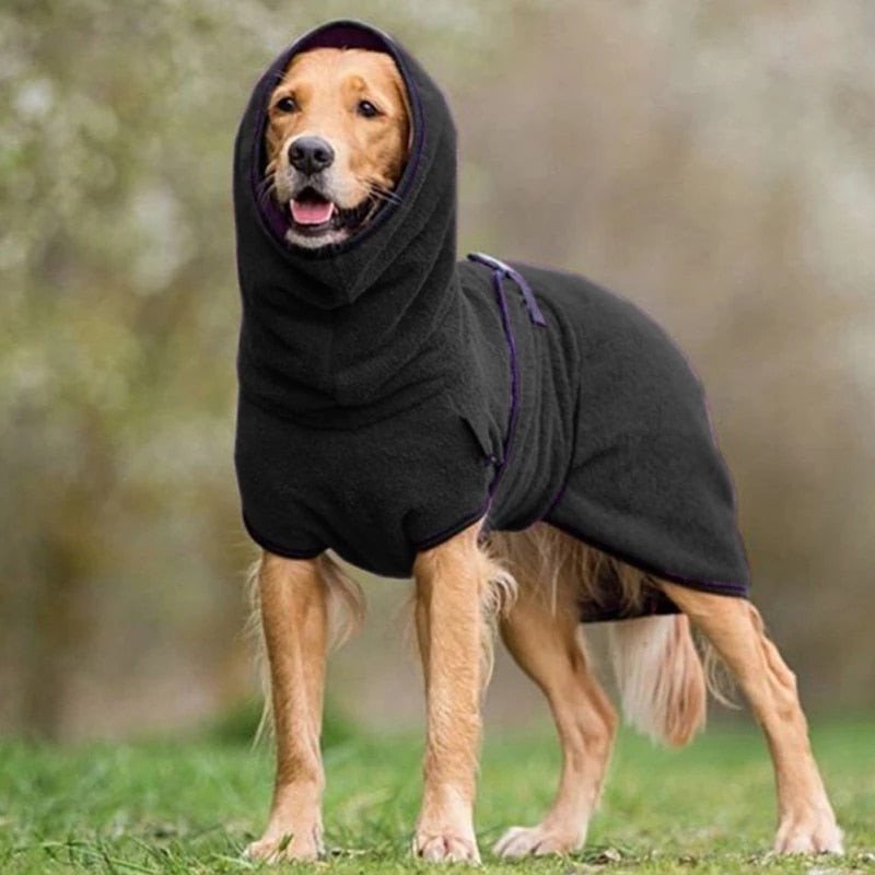 Microvezel badjas met hond in zwart